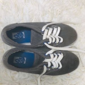 Blue, White, and Gray Jersey Old Skool Vans